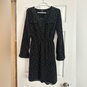 Mossimo Supply Co. Black Dress with White Polka Dots - Long Sleeve